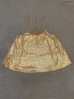Forever 21 Gold Sequin Swing Tank Top Small Champagne Party Festival Camisole